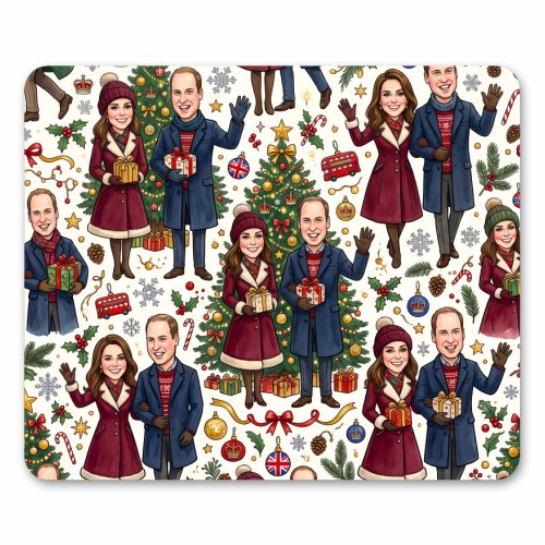 Prince William & Kate Christmas Pattern - mouse mat by haris kavalla