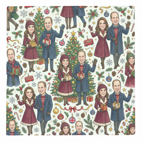Prince William & Kate Christmas Pattern - personalised beer coaster by haris kavalla