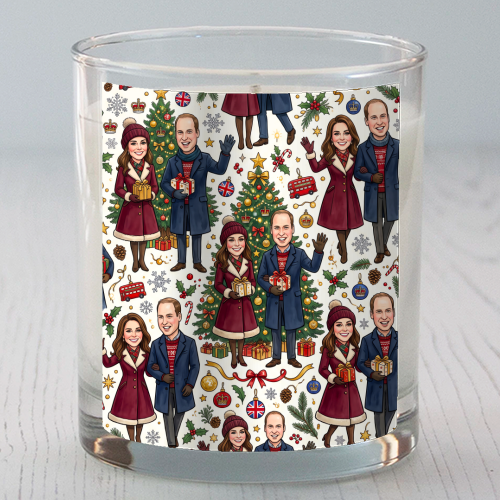 Prince William & Kate Christmas Pattern - scented candle by haris kavalla