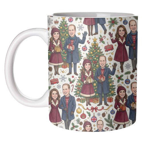 Prince William & Kate Christmas Pattern - unique mug by haris kavalla