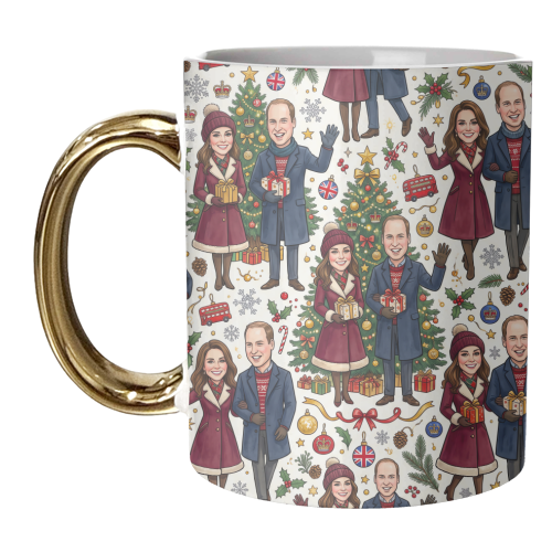 Prince William & Kate Christmas Pattern - unique mug by haris kavalla