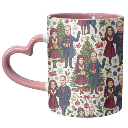 Prince William & Kate Christmas Pattern - unique mug by haris kavalla