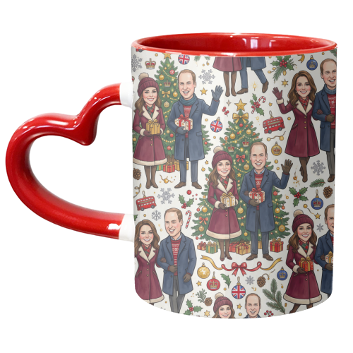Prince William & Kate Christmas Pattern - unique mug by haris kavalla