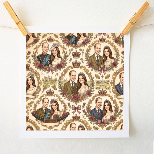 British Royal Family Vintage Pattern - A1 - A4 art print by haris kavalla