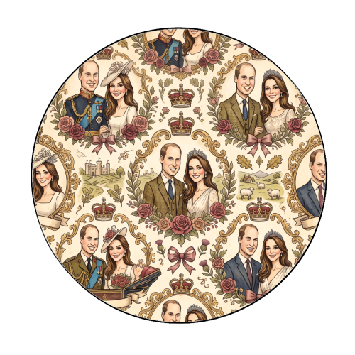 British Royal Family Vintage Pattern - Circle Sticker by haris kavalla