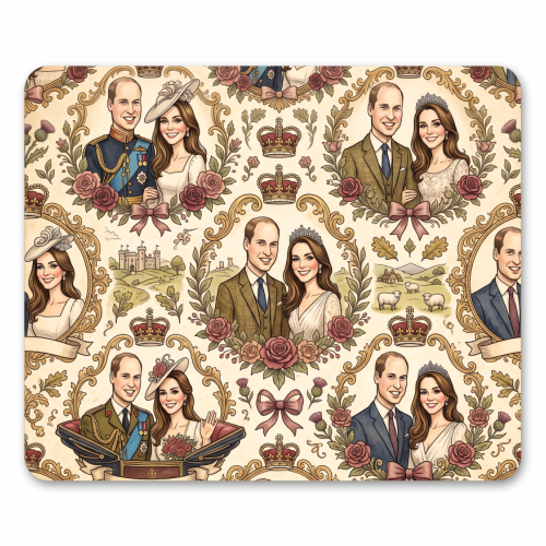 British Royal Family Vintage Pattern - mouse mat by haris kavalla