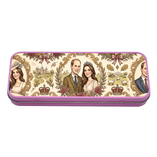 British Royal Family Vintage Pattern - tin pencil case by haris kavalla