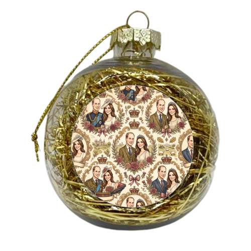 British Royal Family Vintage Pattern - xmas bauble by haris kavalla