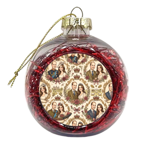 British Royal Family Vintage Pattern - xmas bauble by haris kavalla