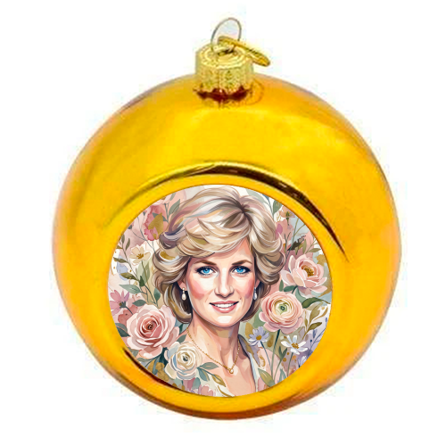 Princess Diana Floral Portrait - colourful christmas bauble by haris kavalla