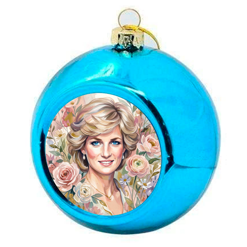 Princess Diana Floral Portrait - colourful christmas bauble by haris kavalla