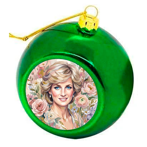 Princess Diana Floral Portrait - colourful christmas bauble by haris kavalla