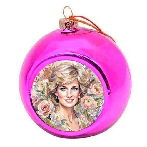 Princess Diana Floral Portrait - colourful christmas bauble by haris kavalla