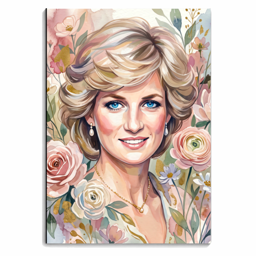 Princess Diana Floral Portrait - personalised A4, A5, A6 notebook by haris kavalla