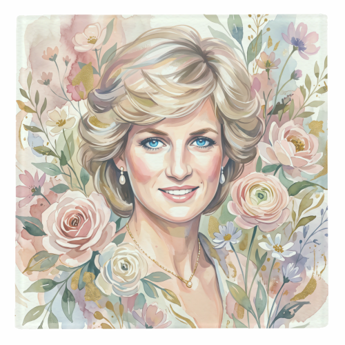 Princess Diana Floral Portrait - personalised beer coaster by haris kavalla