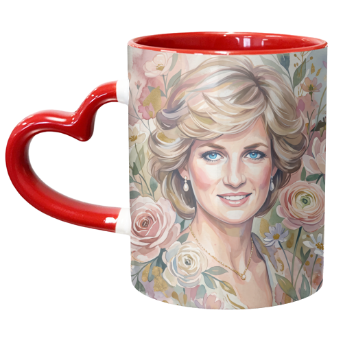 Princess Diana Floral Portrait - unique mug by haris kavalla