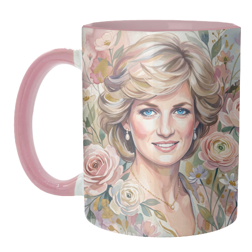 Princess Diana Floral Portrait - unique mug by haris kavalla