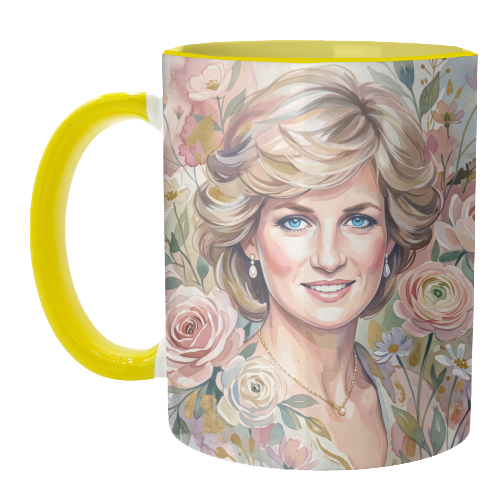 Princess Diana Floral Portrait - unique mug by haris kavalla