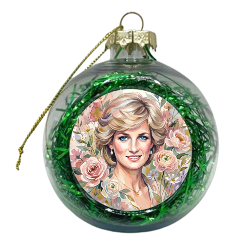 Princess Diana Floral Portrait - xmas bauble by haris kavalla