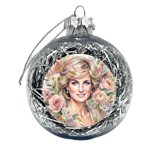 Princess Diana Floral Portrait - xmas bauble by haris kavalla