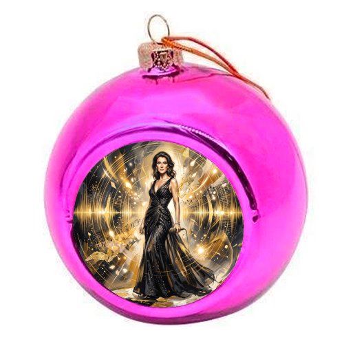 Celine D Music Legend Art - colourful christmas bauble by haris kavalla