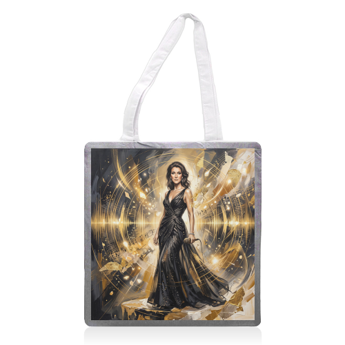 Celine D Music Legend Art - printed canvas tote bag by haris kavalla