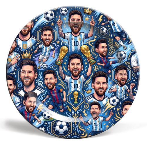 Lionel Messi Football Artwork - ceramic dinner plate by haris kavalla