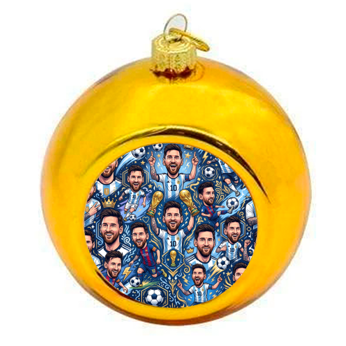 Lionel Messi Football Artwork - colourful christmas bauble by haris kavalla