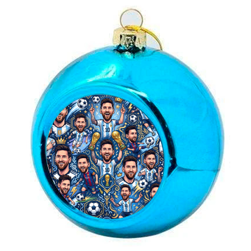 Lionel Messi Football Artwork - colourful christmas bauble by haris kavalla