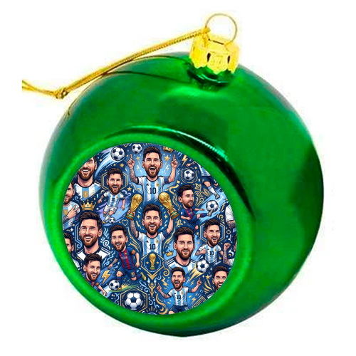 Lionel Messi Football Artwork - colourful christmas bauble by haris kavalla