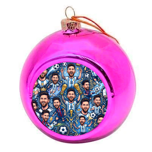Lionel Messi Football Artwork - colourful christmas bauble by haris kavalla