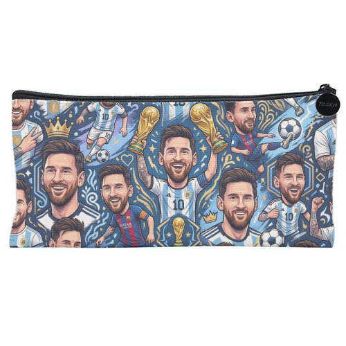 Lionel Messi Football Artwork - flat pencil case by haris kavalla