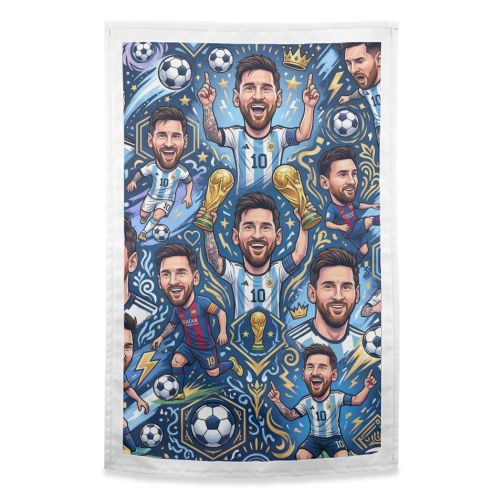 Lionel Messi Football Artwork - funny tea towel by haris kavalla
