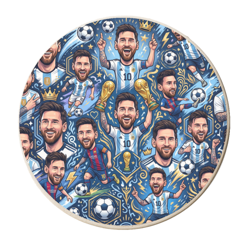 Lionel Messi Football Artwork - personalised beer coaster by haris kavalla