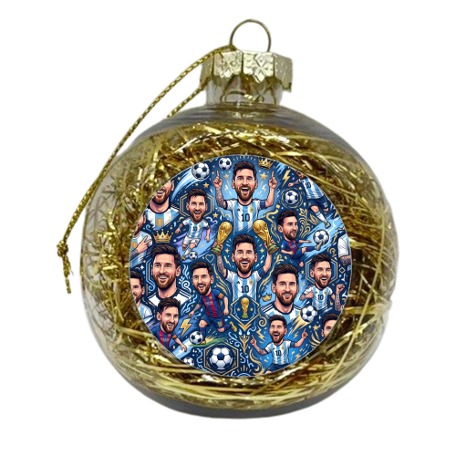 Lionel Messi Football Artwork - xmas bauble by haris kavalla