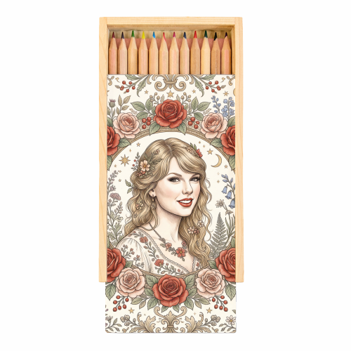Taylor S Floral Portrait Artwork - Coloured Pencils with Box by haris kavalla
