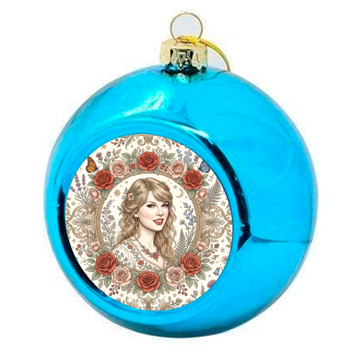 Taylor S Floral Portrait Artwork - colourful christmas bauble by haris kavalla