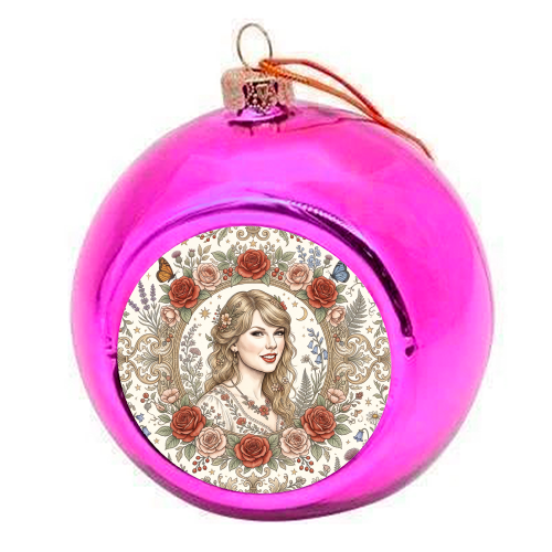 Taylor S Floral Portrait Artwork - colourful christmas bauble by haris kavalla