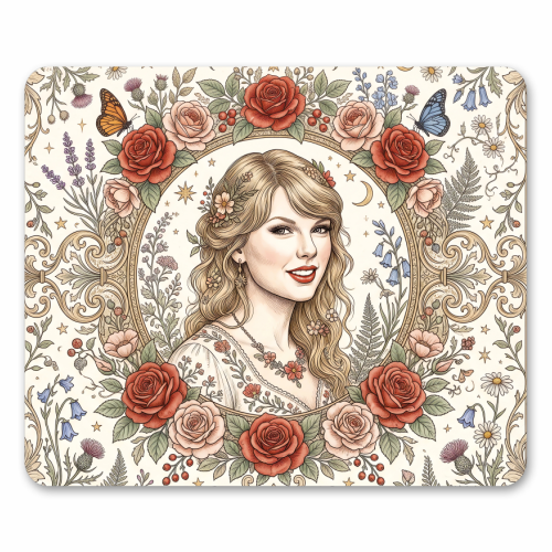 Taylor S Floral Portrait Artwork - mouse mat by haris kavalla