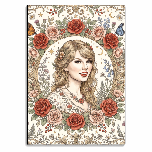 Taylor S Floral Portrait Artwork - personalised A4, A5, A6 notebook by haris kavalla