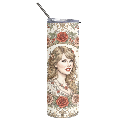 Taylor S Floral Portrait Artwork - Tumbler by haris kavalla