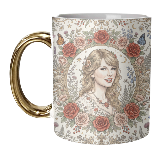 Taylor S Floral Portrait Artwork - unique mug by haris kavalla