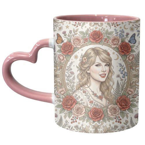 Taylor S Floral Portrait Artwork - unique mug by haris kavalla
