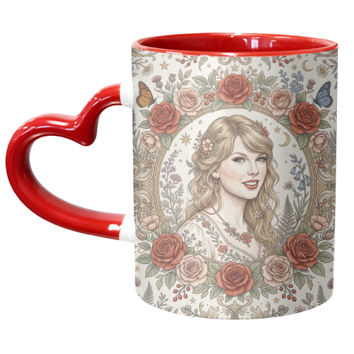 Taylor S Floral Portrait Artwork - unique mug by haris kavalla