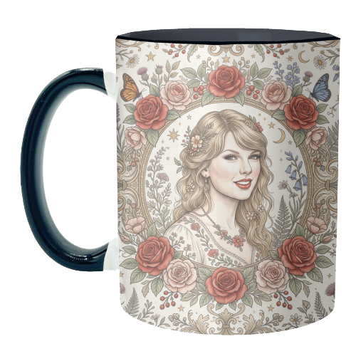 Taylor S Floral Portrait Artwork - unique mug by haris kavalla