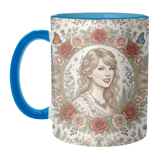 Taylor S Floral Portrait Artwork - unique mug by haris kavalla