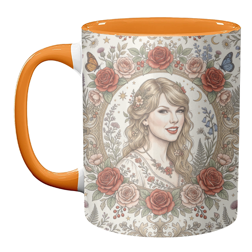 Taylor S Floral Portrait Artwork - unique mug by haris kavalla