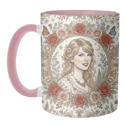 Taylor S Floral Portrait Artwork - unique mug by haris kavalla