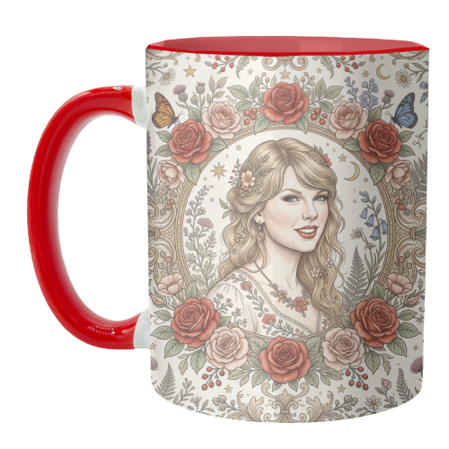 Taylor S Floral Portrait Artwork - unique mug by haris kavalla