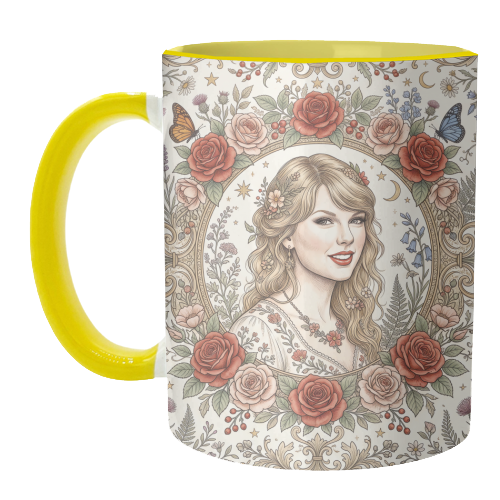 Taylor S Floral Portrait Artwork - unique mug by haris kavalla